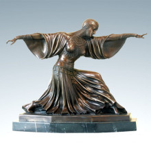 Танцовщица Бронзовая скульптура Таиланд Леди Деку Статуя из латуни TPE-174